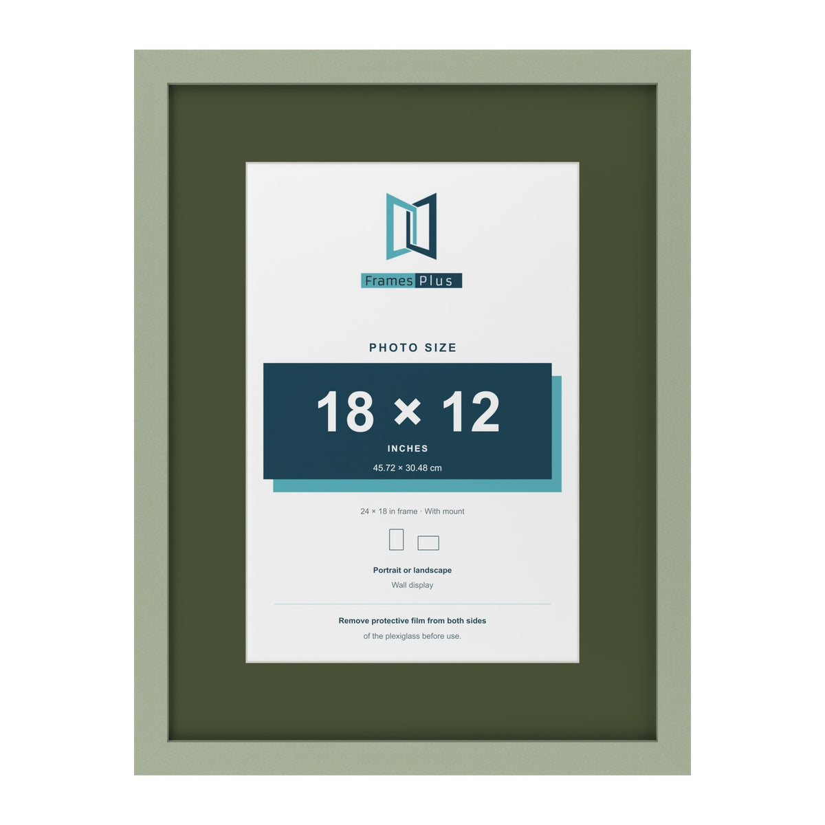 Green 24 x 18 inch picture frame with a green mount for an 18 x 12 inch photo