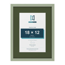 Green 24 x 18 inch picture frame with a green mount for an 18 x 12 inch photo