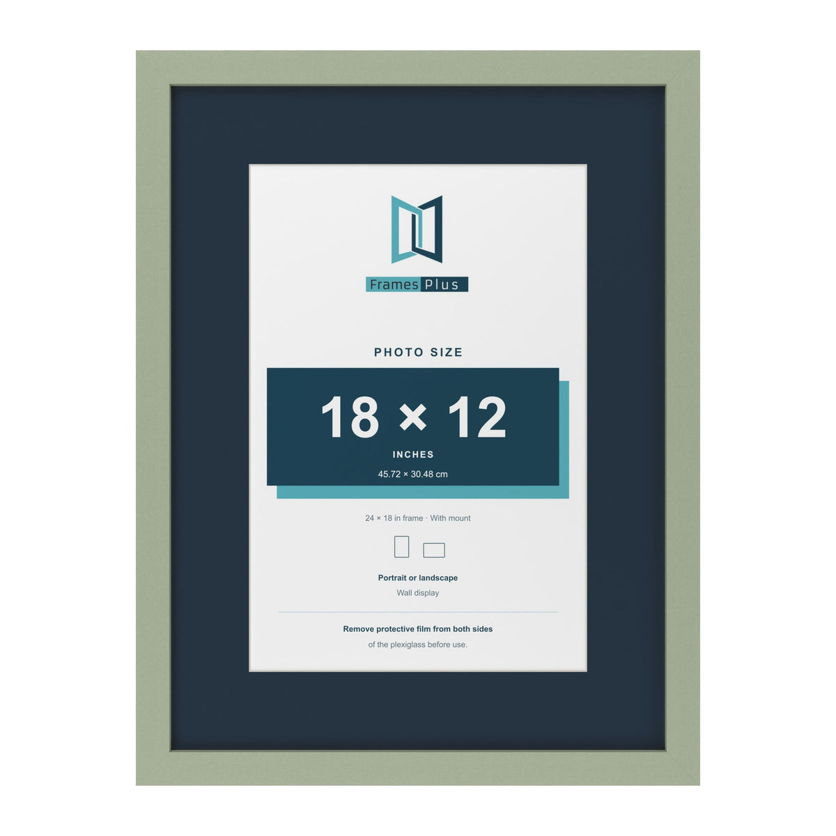 Green 24 x 18 inch picture frame with a Pacific Blue mount for an 18 x 12 inch photo