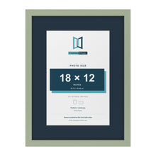 Green 24 x 18 inch picture frame with a Pacific Blue mount for an 18 x 12 inch photo