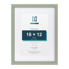 Green 24 x 18 inch picture frame with a white mount for a 18 x 12 inch photo