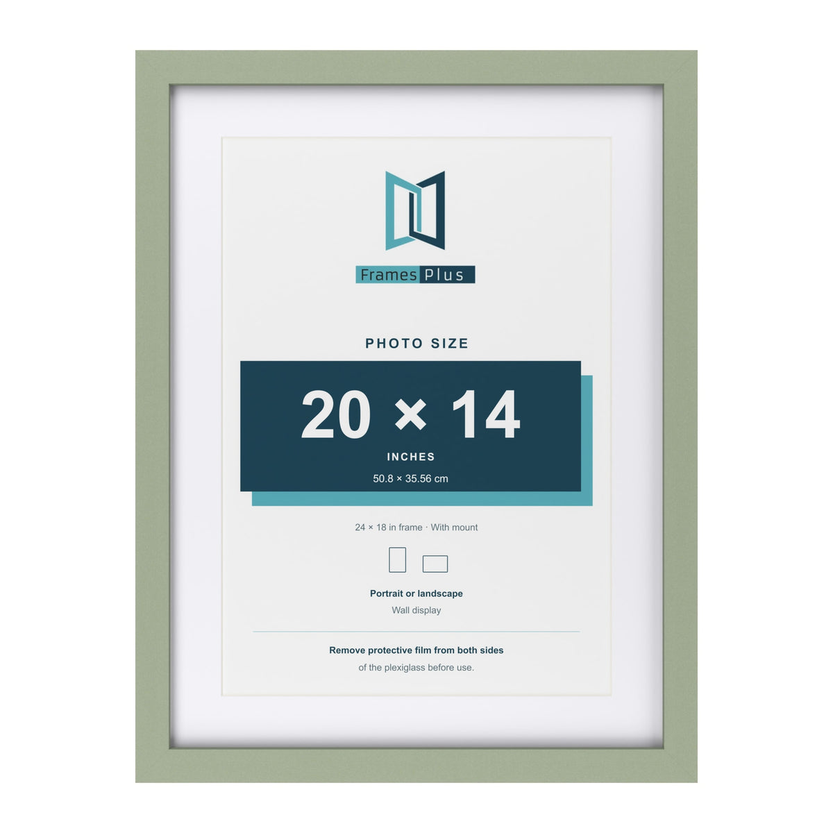 Green 24 x 18 inch picture frame with a white mount for a 20 x 14 inch photo