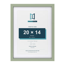 Green 24 x 18 inch picture frame with a white mount for a 20 x 14 inch photo