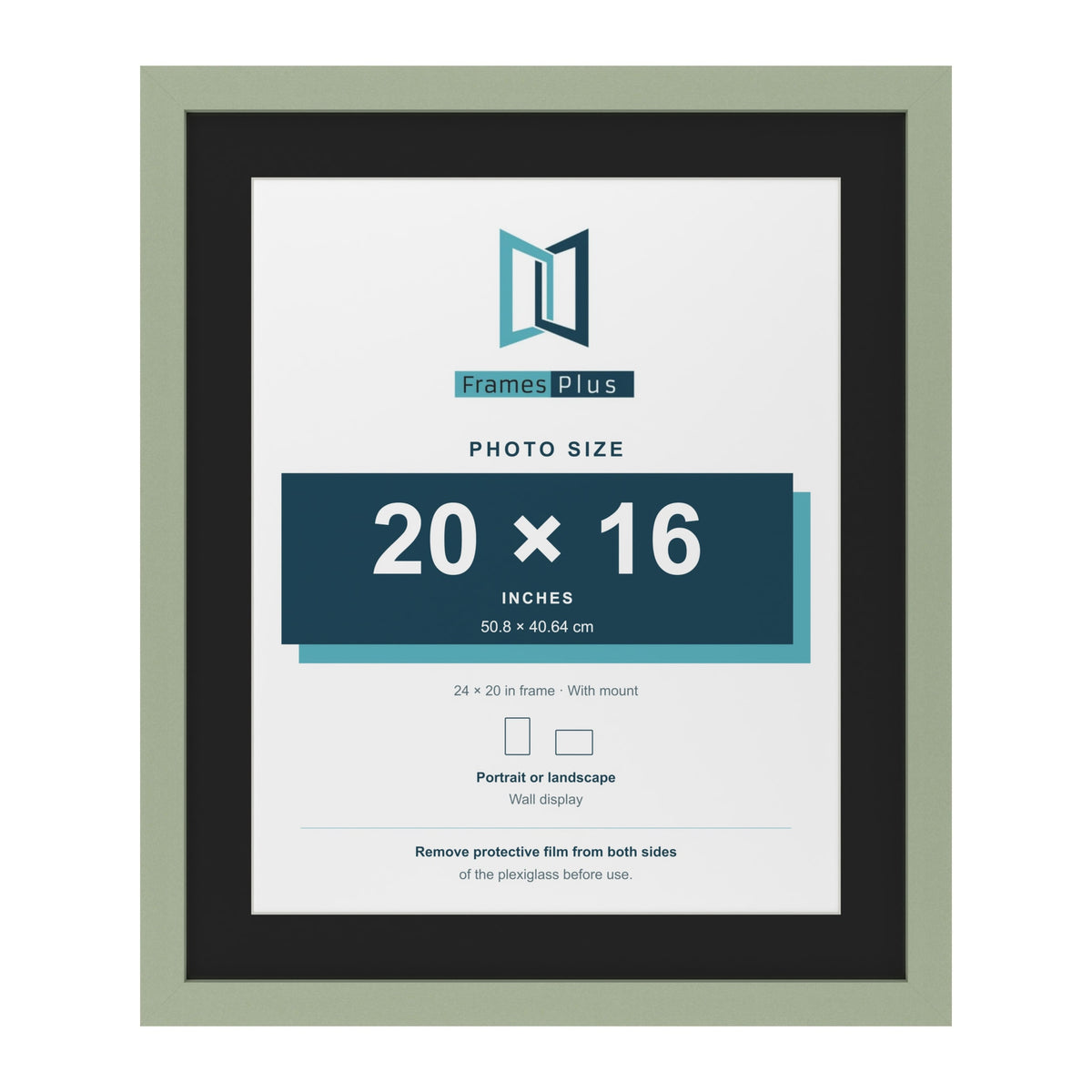 Green 24 x 20 inch picture frame with a black mount for a 20 x 16 inch photo