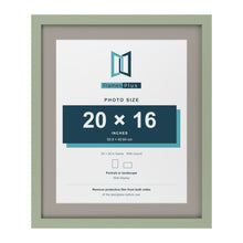 Green 24 x 20 inch picture frame with a Dawn Grey mount for a 20 x 16 inch photo