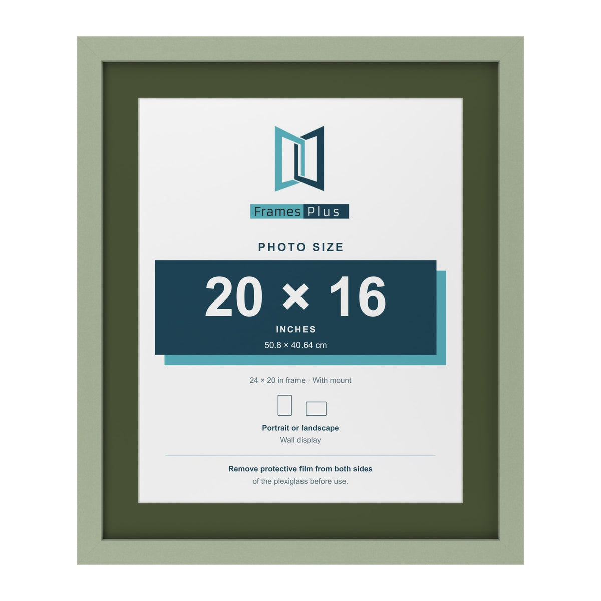 Green 24 x 20 inch picture frame with a green mount for a 20 x 16 inch photo