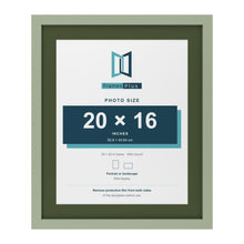 Green 24 x 20 inch picture frame with a green mount for a 20 x 16 inch photo