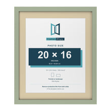 Green 24 x 20 inch picture frame with an ivory mount for a 20 x 16 inch photo