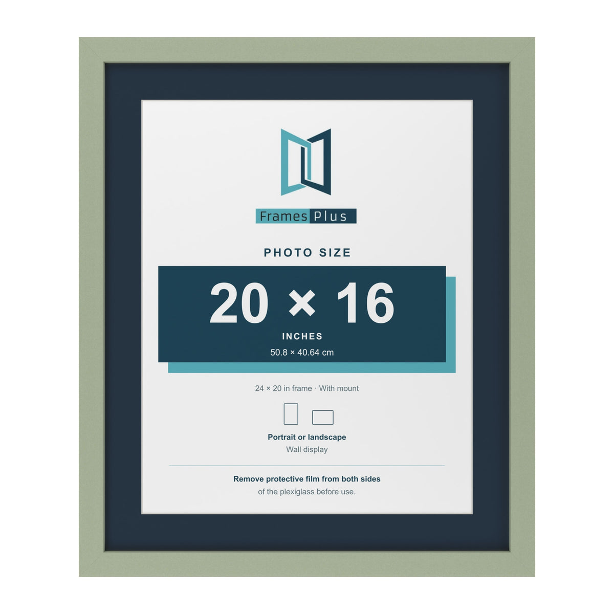 Green 24 x 20 inch picture frame with a Pacific Blue mount for a 20 x 16 inch photo