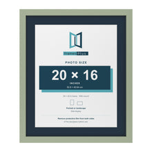 Green 24 x 20 inch picture frame with a Pacific Blue mount for a 20 x 16 inch photo