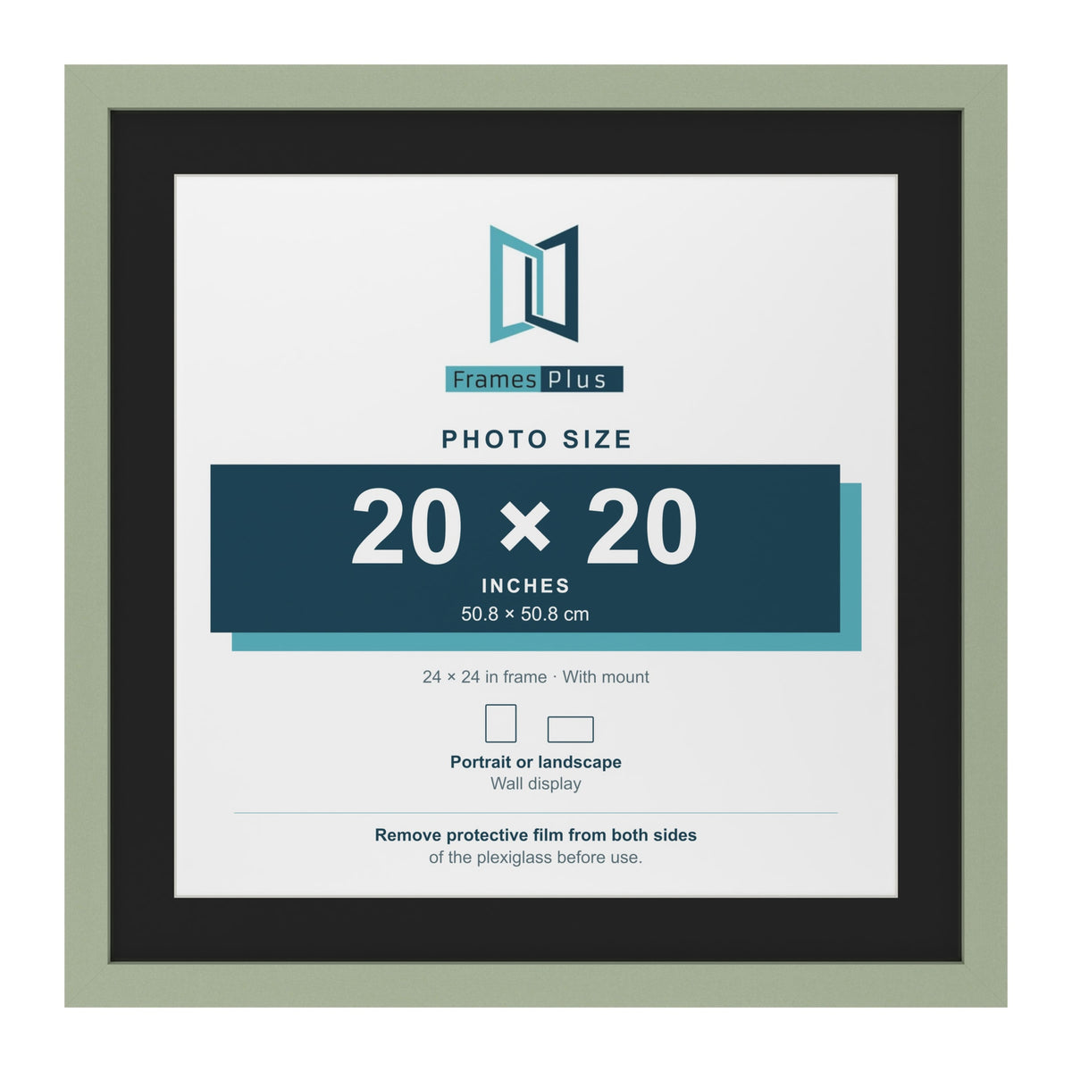 Green 24 x 24 inch picture frame with a black mount for a 20 x 20 inch photo