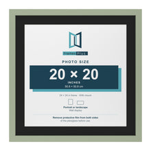Green 24 x 24 inch picture frame with a black mount for a 20 x 20 inch photo
