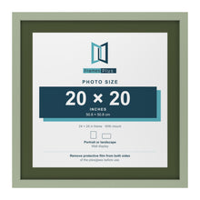 Green 24 x 24 inch picture frame with a green mount for a 20 x 20 inch photo