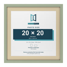 Green 24 x 24 inch picture frame with an ivory mount for a 20 x 20 inch photo