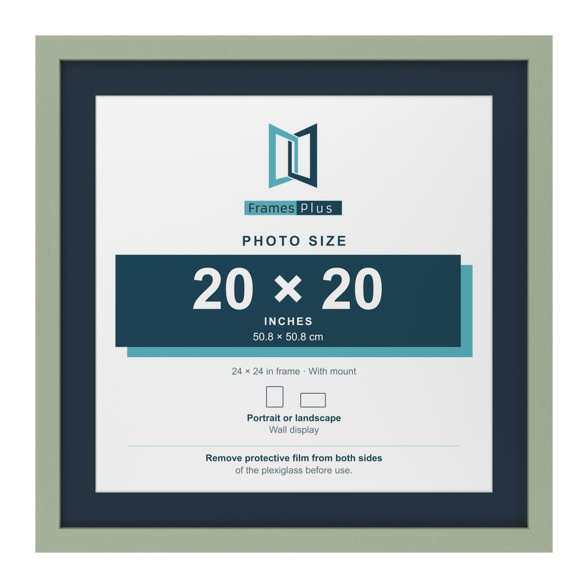 Green 24 x 24 inch picture frame with a Pacific Blue mount for a 20 x 20 inch photo
