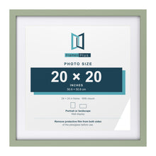 Green 24 x 24 inch picture frame with a white mount for a 20 x 20 inch photo