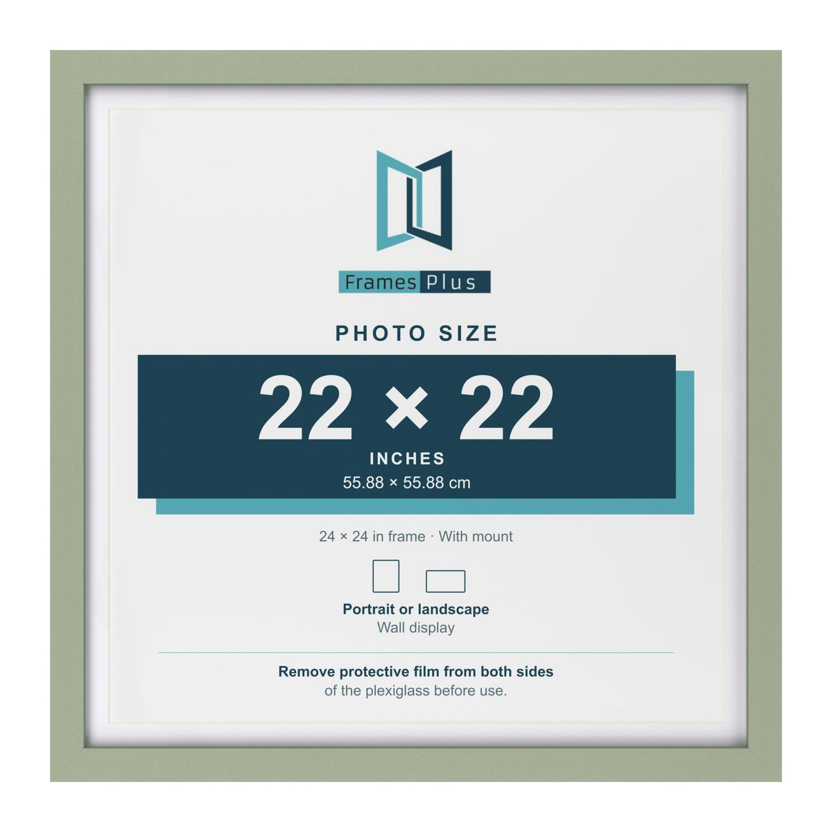 Green 24 x 24 inch picture frame with a white mount for a 22 x 22 inch photo
