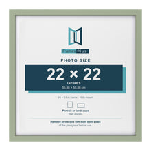 Green 24 x 24 inch picture frame with a white mount for a 22 x 22 inch photo