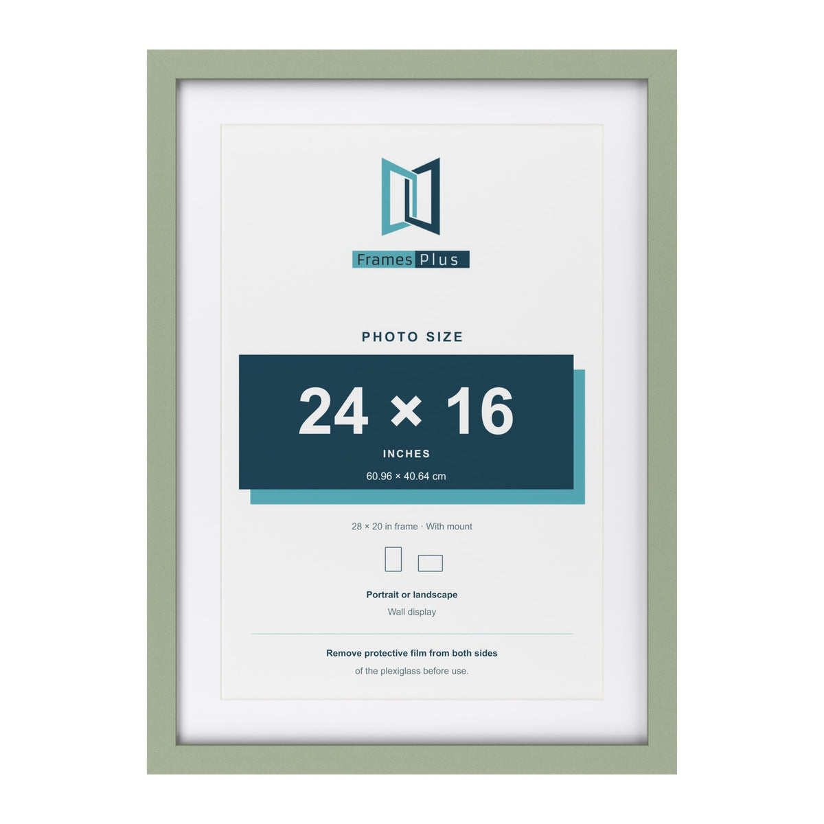 Green 28 x 20 inch picture frame with a white mount for a 24 x 16 inch photo