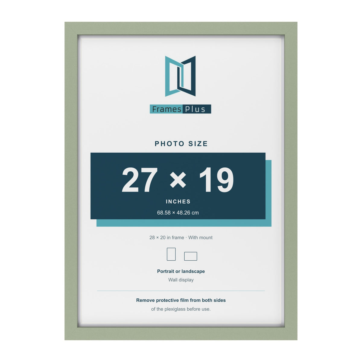 Green 28 x 20 inch picture frame with a white mount for a 27 x 19 inch photo