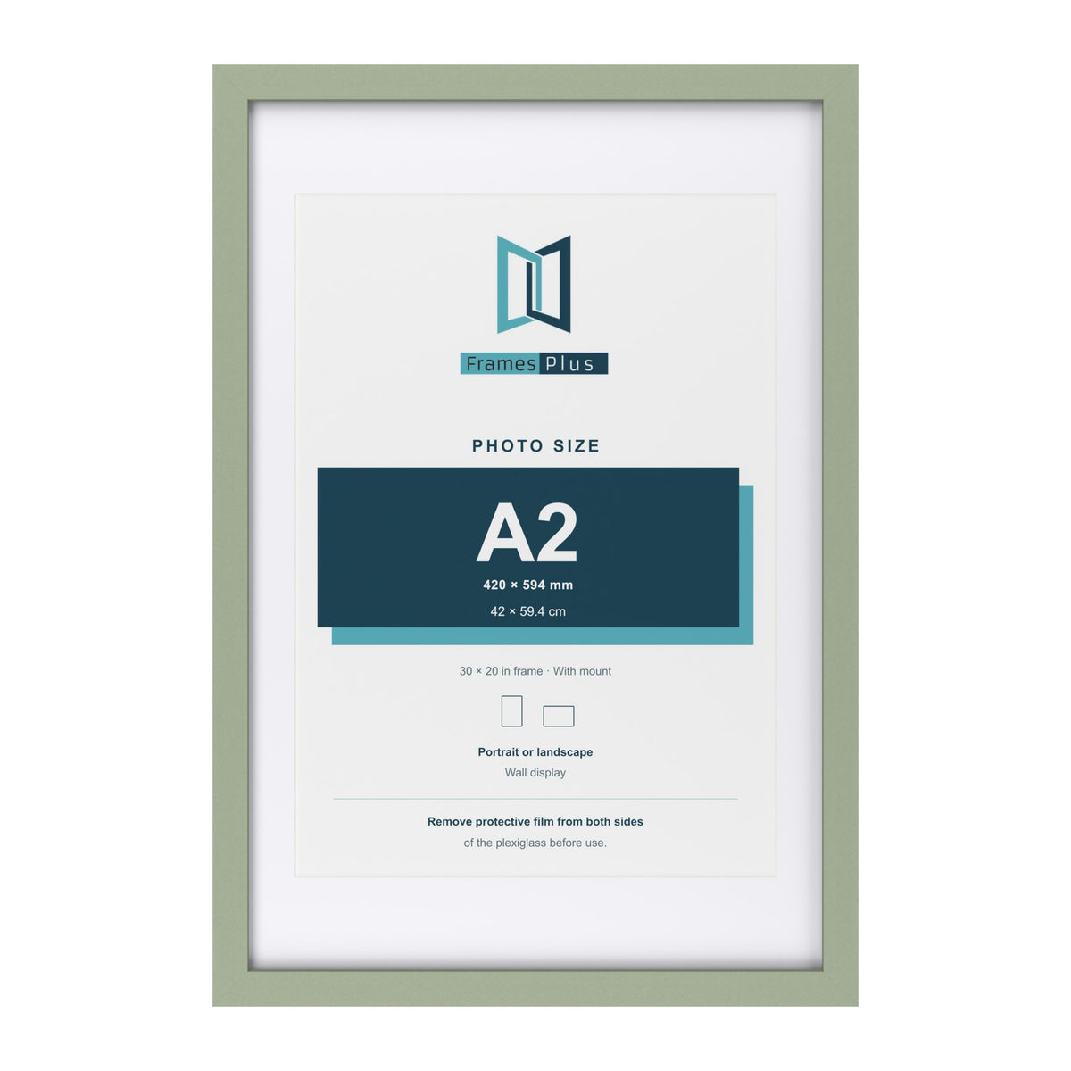 Green 30 x 20 inch picture frame with a white mount for an A2 photo