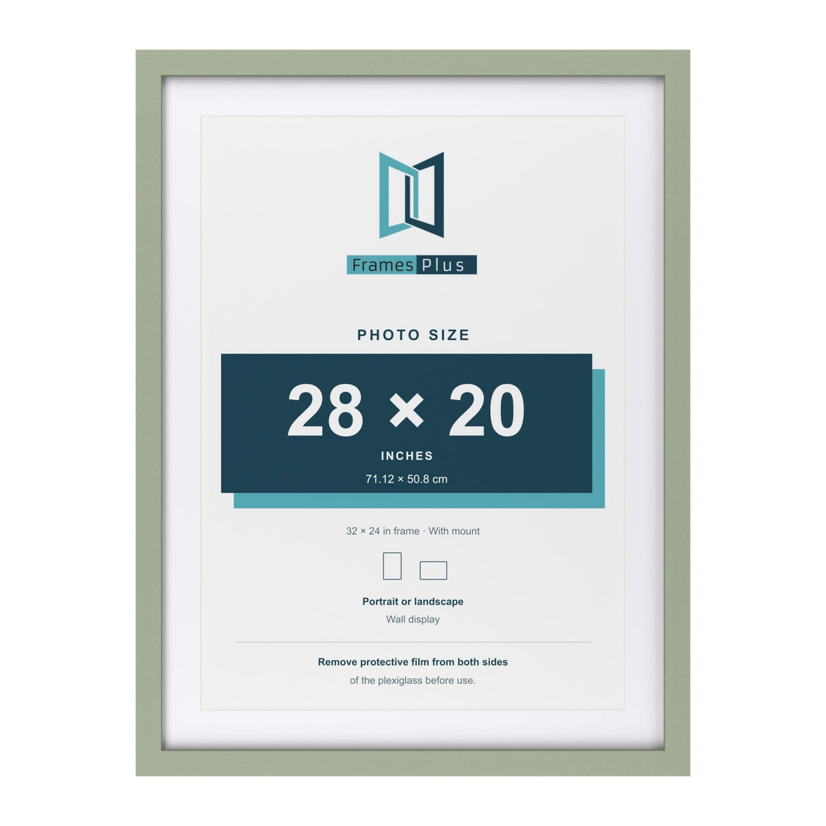 Green 32 x 24 inch picture frame with a white mount for a 28 x 20 inch photo