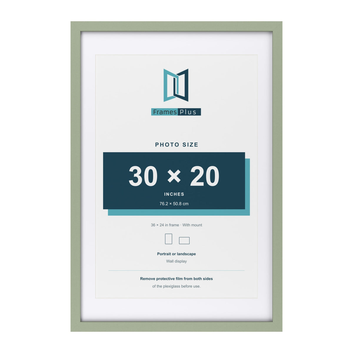 Green 36 x 24 inch picture frame with a white mount for a 30 x 20 inch photo