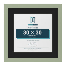 Green 40 x 40 cm picture frame with a black mount for a 30 x 30 cm photo