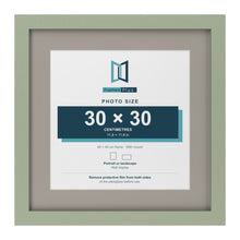 Green 40 x 40 cm picture frame with a Dawn Grey mount for a 30 x 30 cm photo