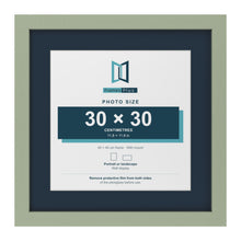 Green 40 x 40 cm picture frame with a Pacific Blue mount for a 30 x 30 cm photo