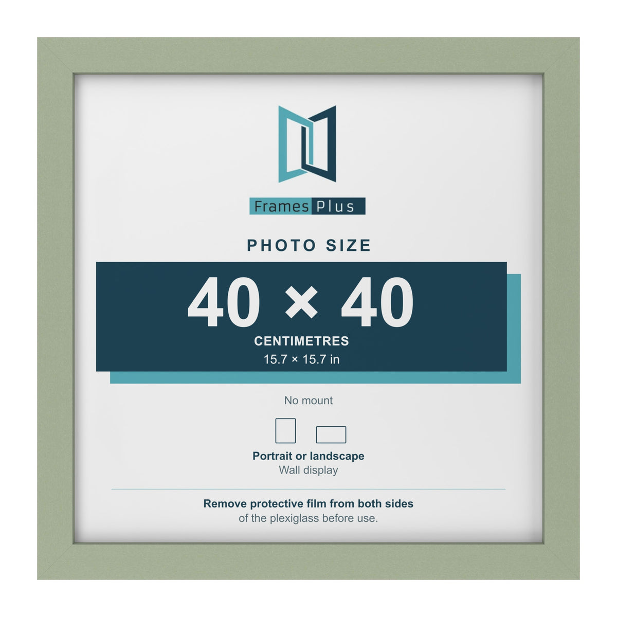 Green picture frame for a 40 x 40 cm photo