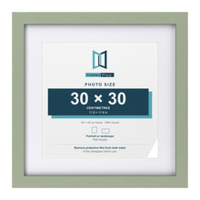 Green 40 x 40 cm picture frame with a white mount for a 30 x 30 cm photo