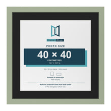 Green 50 x 50 cm picture frame with a black mount for a 40 x 40 cm photo