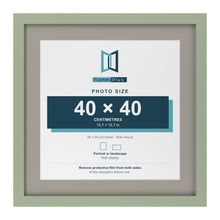 Green 50 x 50 cm picture frame with a Dawn Grey mount for a 40 x 40 cm photo