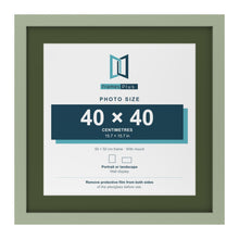Green 50 x 50 cm picture frame with a green mount for a 40 x 40 cm photo