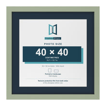 Green 50 x 50 cm picture frame with a Pacific Blue mount for a 40 x 40 cm photo