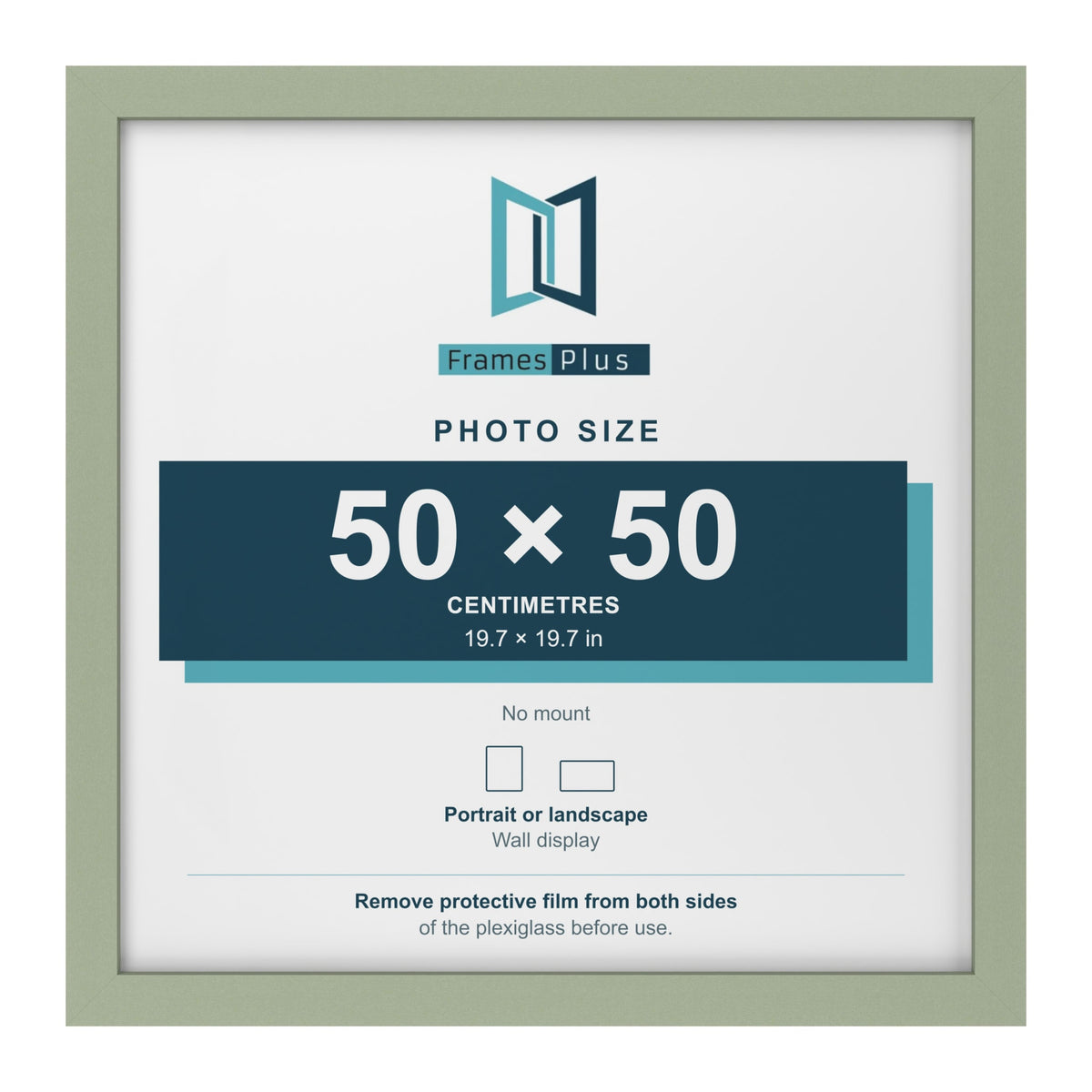 Green picture frame for a 50 x 50 cm photo