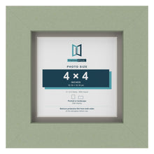 Green 5 x 5 inch picture frame with a Dawn Grey mount for a 4 x 4 inch photo