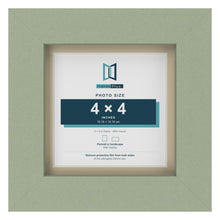 Green 5 x 5 inch picture frame with an ivory mount for a 4 x 4 inch photo