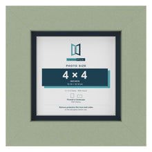 Green 5 x 5 inch picture frame with a Pacific Blue mount for a 4 x 4 inch photo