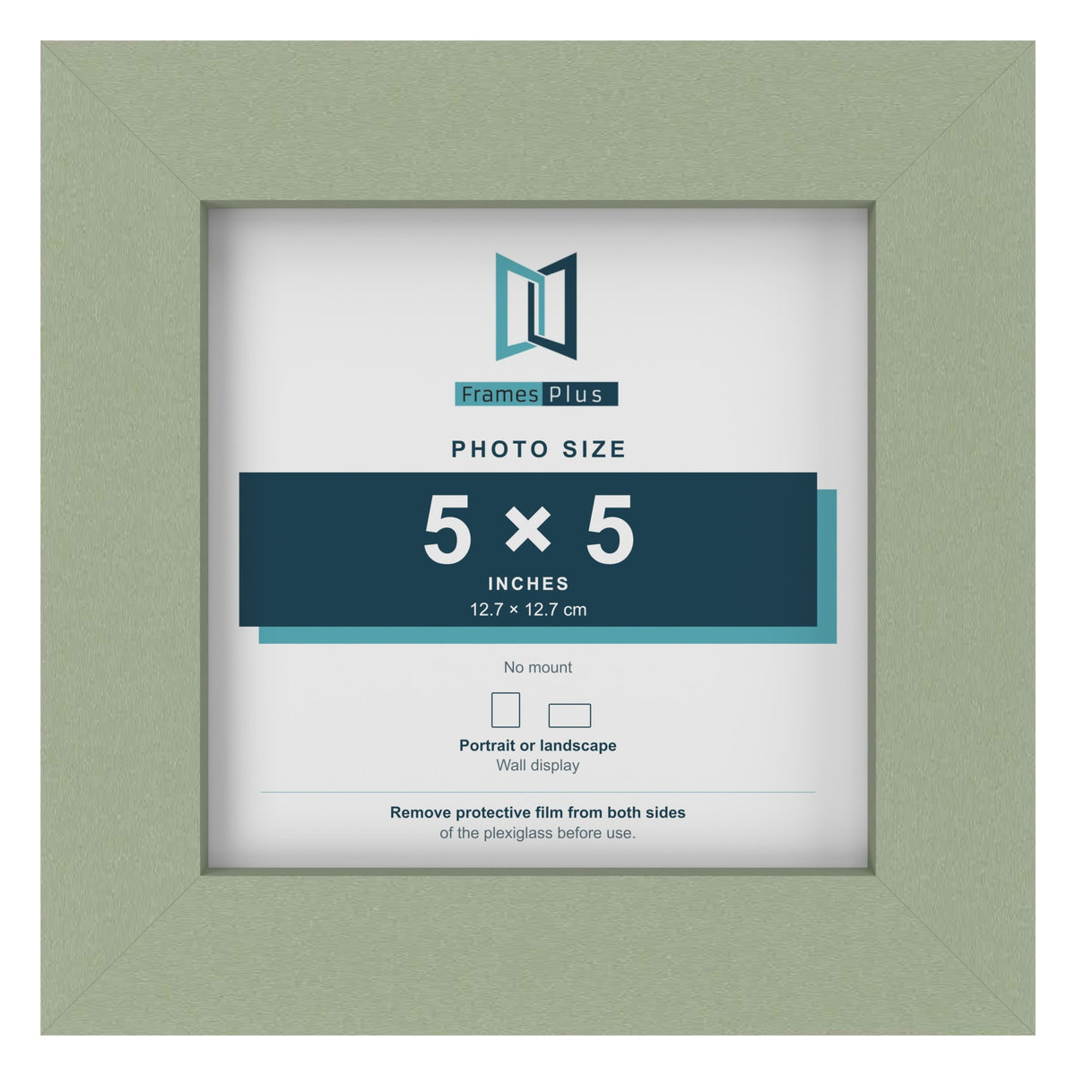 Green picture frame for a 5 x 5 inch photo