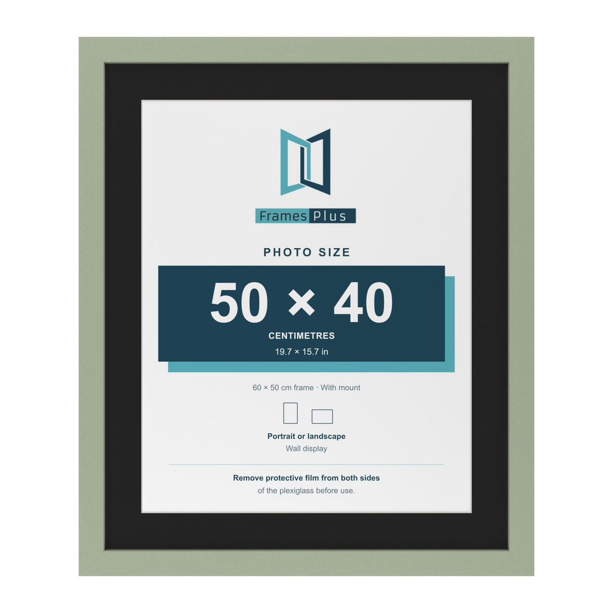 Green 60 x 50 cm picture frame with a black mount for a 50 x 40 cm photo
