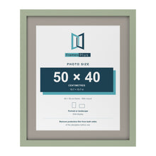 Green 60 x 50 cm picture frame with a Dawn Grey mount for a 50 x 40 cm photo
