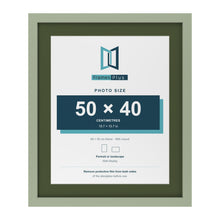 Green 60 x 50 cm picture frame with a green mount for a 50 x 40 cm photo