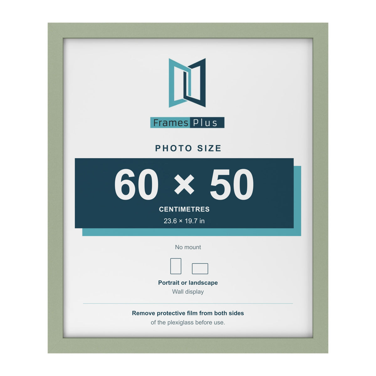Green picture frame for a 60 x 50 cm photo