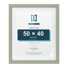 Green 60 x 50 cm picture frame with a white mount for a 50 x 40 cm photo
