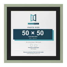 Green 60 x 60 cm picture frame with a black mount for a 50 x 50 cm photo