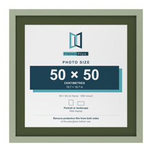 Green 60 x 60 cm picture frame with a green mount for a 50 x 50 cm photo