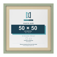Green 60 x 60 cm picture frame with an ivory mount for a 50 x 50 cm photo