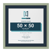 Green 60 x 60 cm picture frame with a Pacific Blue mount for a 50 x 50 cm photo